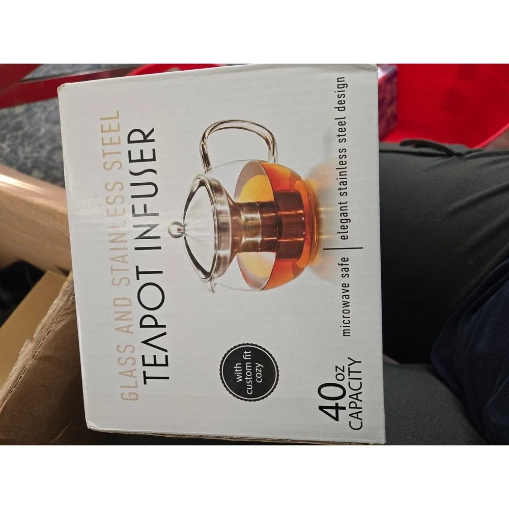 Willow & Everett 40oz Glass Teapot with Stainless Steel Infuser and Cozy NEW